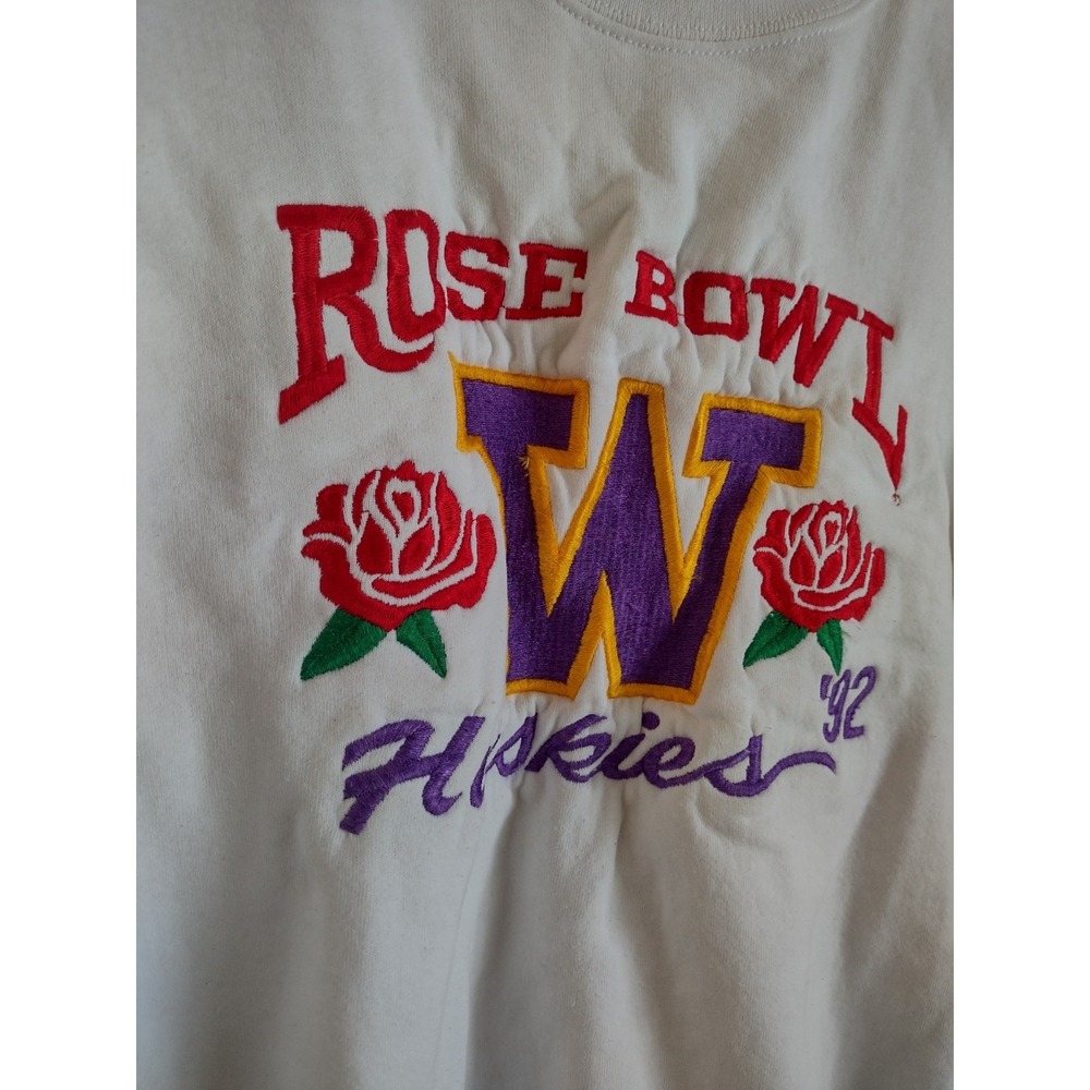 Vtg 92 Rose Bowl Washington Huskies Crewneck Sweatshirt UOW Sz M Embroidered 90s - Picture 3 of 10